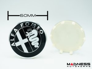 Alfa Romeo Wheel Center Caps - set of 4 - Black/ Silver - 60mm - V1